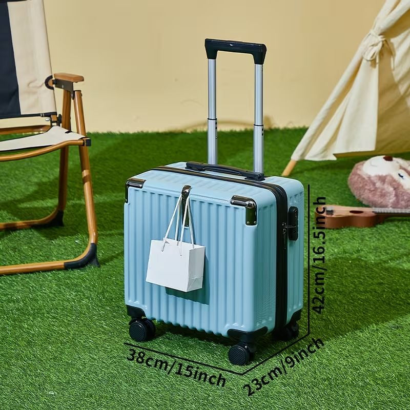 4-color Options, 18-inch Carry-on Suitcase, Made of Covestro PC Pressure-resistant Material, Features a Front-opening Lid Design + Wet-dry Separation Storage to Solve the Hassle of Rummaging and the Problem of Insufficient Space. A Portable Trolley