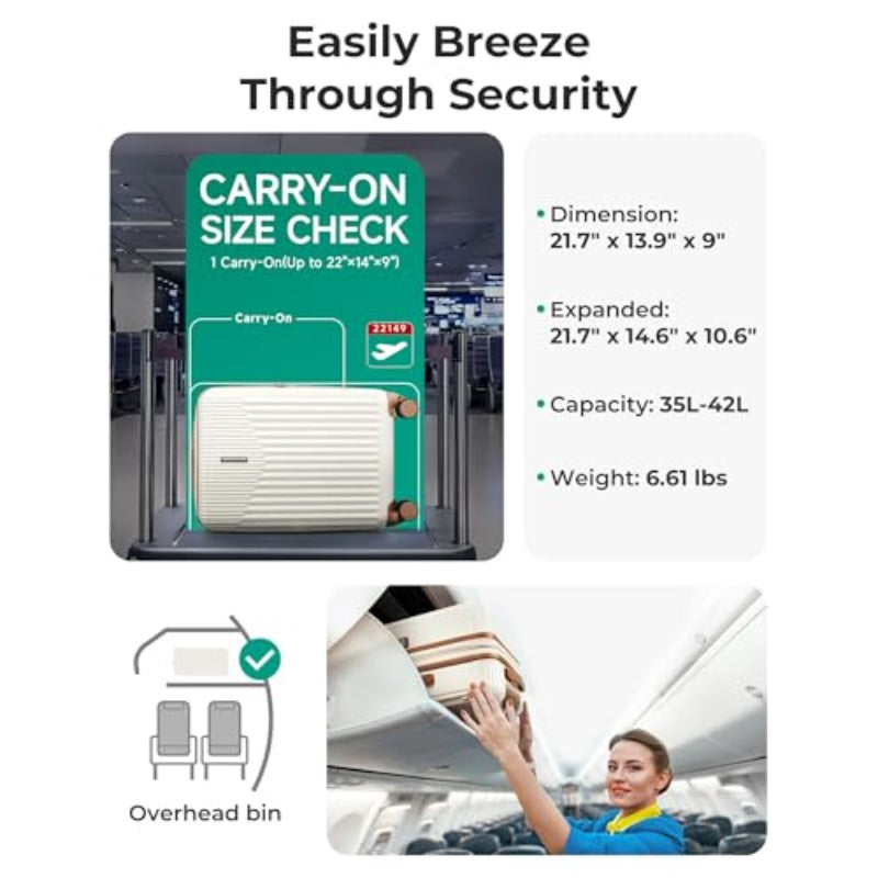 BAGSMART Airline Approved Carry On Luggage with TSA Lock - Expandable 20\