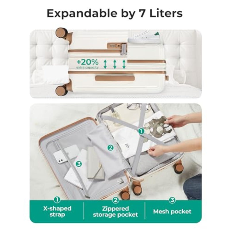 BAGSMART Airline Approved Carry On Luggage with TSA Lock - Expandable 20\