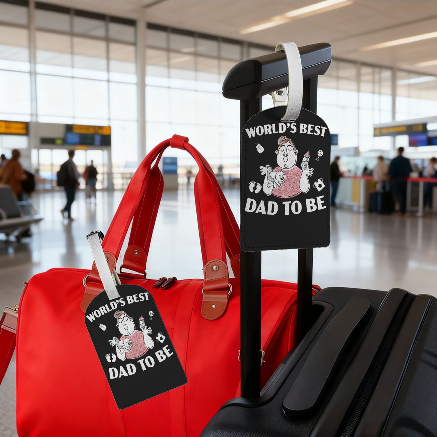 Dad-to-Be Exclusive Luggage Tag - Celebrate the Joyous Moment of Becoming a Father. Made of Durable, Scratch-resistant. An Essential  Luggage Tag for Travel and Business Trips. Unique Printed Design Highlights the First Experience of Fatherhood.