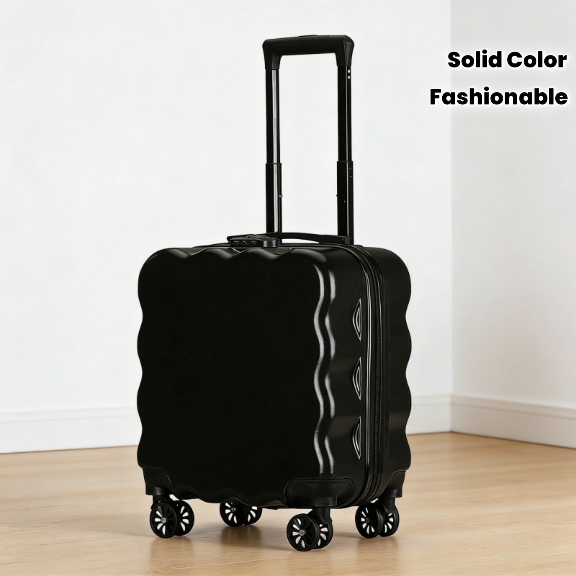 Solid Color Fashionable Carry-On Spinner Luggage, 18 Inches, Carry-On Approved, Easy Organization and Portable Dragging, Anti-Theft Storage, for Short Trips, Office Commutes, Business Trips, and Holiday Outings, Trolley Suitcase